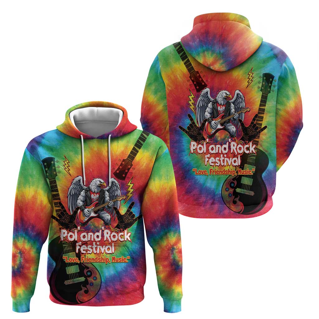 Rock Festival Poland Zip Hoodie Polska Eagle Mascot Tie Dye Vibes - Wonder Print Shop
