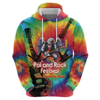 Rock Festival Poland Zip Hoodie Polska Eagle Mascot Tie Dye Vibes - Wonder Print Shop