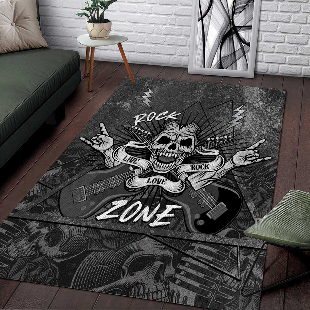 Live Love Rock Skull Area Rug Retro Grunge Style - Wonder Print Shop