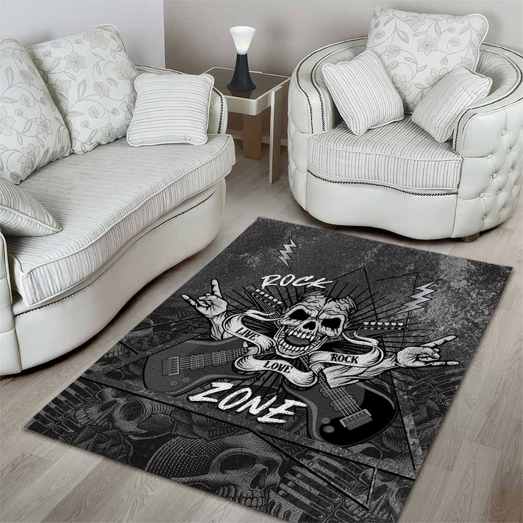 Live Love Rock Skull Area Rug Retro Grunge Style - Wonder Print Shop
