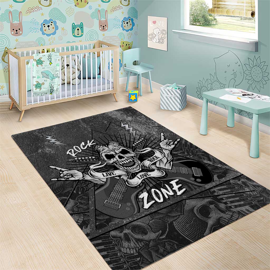 Live Love Rock Skull Area Rug Retro Grunge Style - Wonder Print Shop