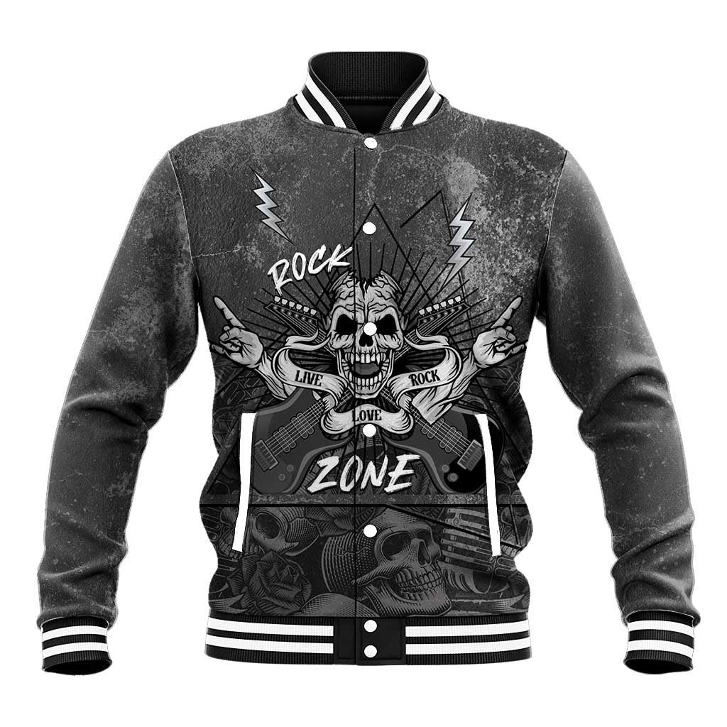 Live Love Rock Skull Baseball Jacket Retro Grunge Style - Wonder Print Shop