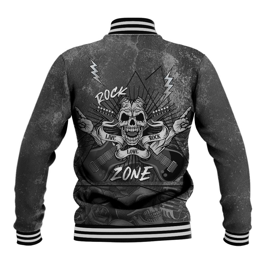 Live Love Rock Skull Baseball Jacket Retro Grunge Style - Wonder Print Shop