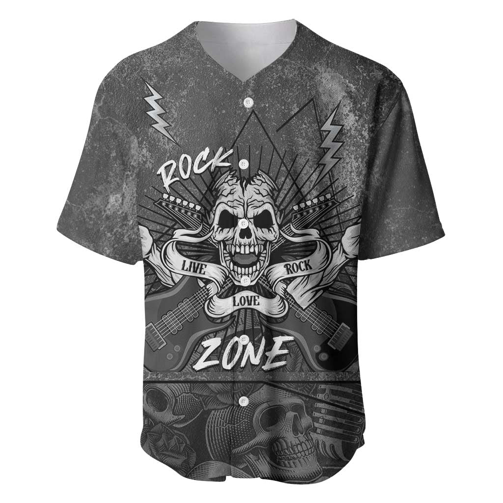 Live Love Rock Skull Baseball Jersey Retro Grunge Style - Wonder Print Shop