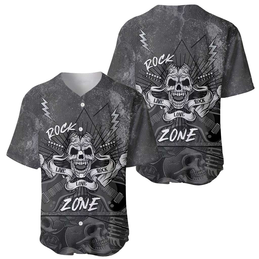 Live Love Rock Skull Baseball Jersey Retro Grunge Style - Wonder Print Shop