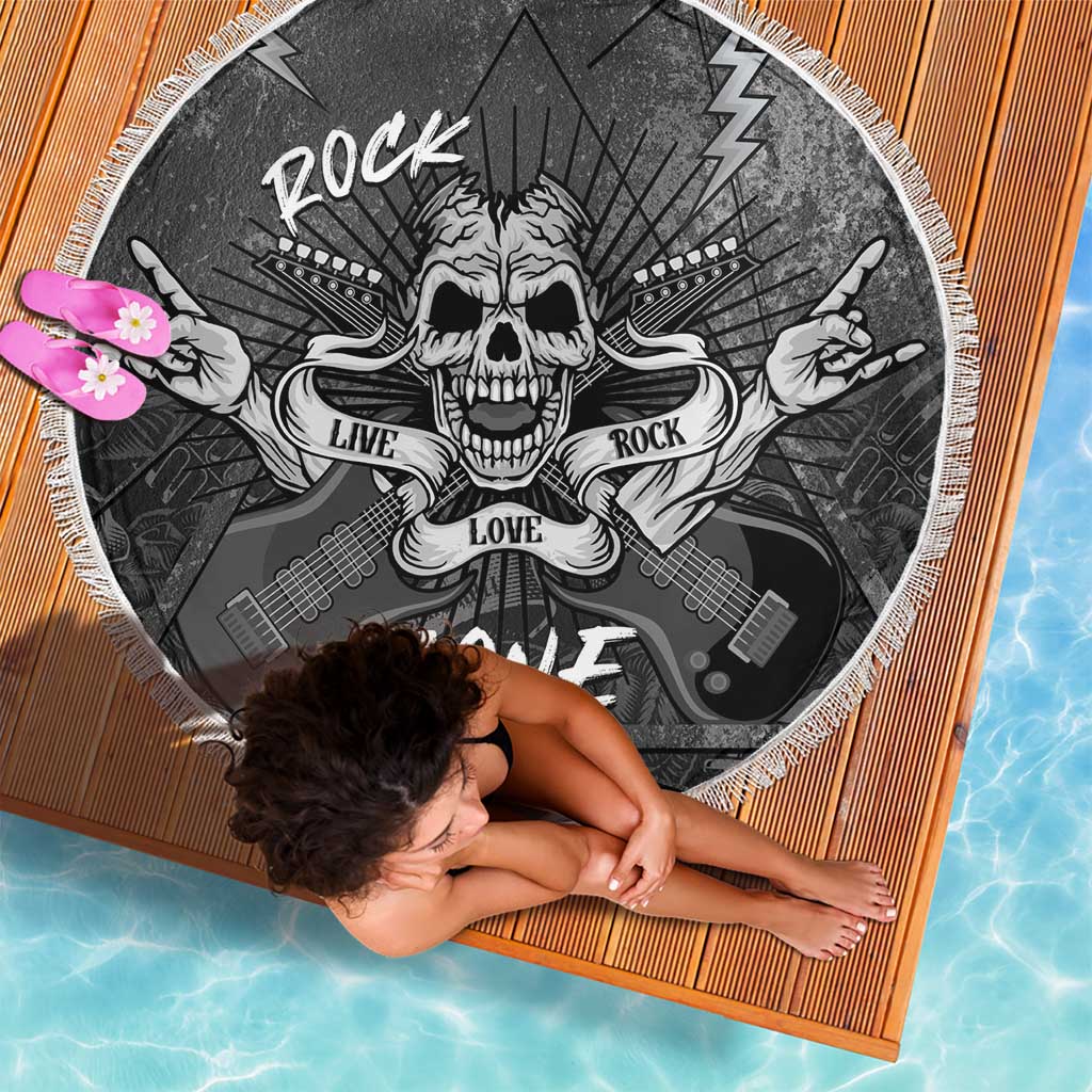 Live Love Rock Skull Beach Blanket Retro Grunge Style - Wonder Print Shop