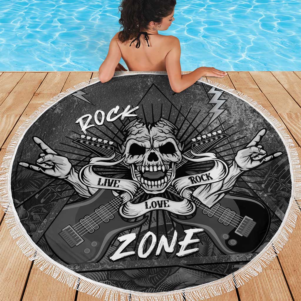 Live Love Rock Skull Beach Blanket Retro Grunge Style - Wonder Print Shop