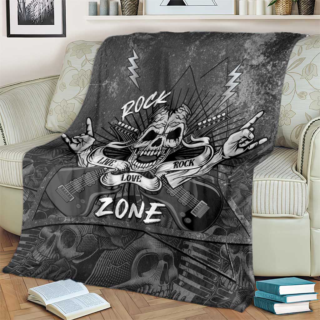 Live Love Rock Skull Blanket Retro Grunge Style - Wonder Print Shop