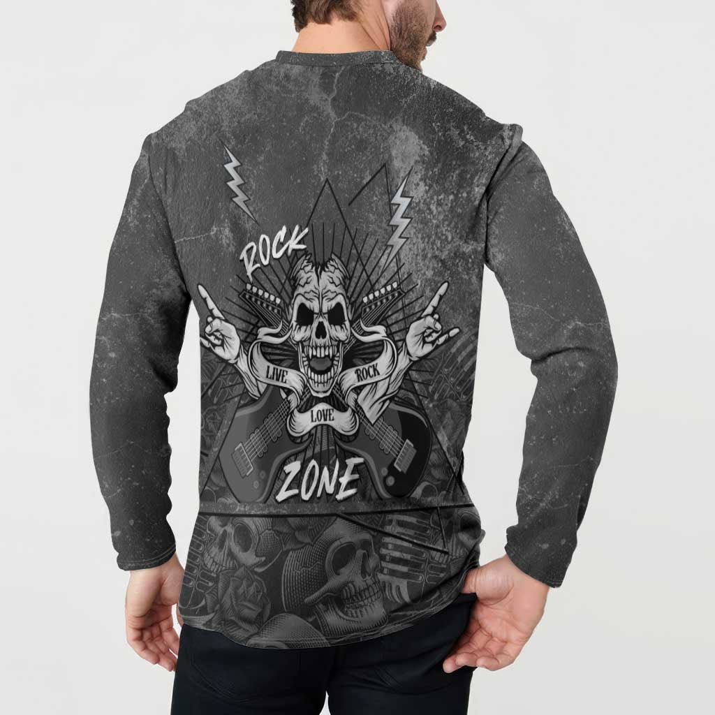 Live Love Rock Skull Button Sweatshirt Retro Grunge Style - Wonder Print Shop
