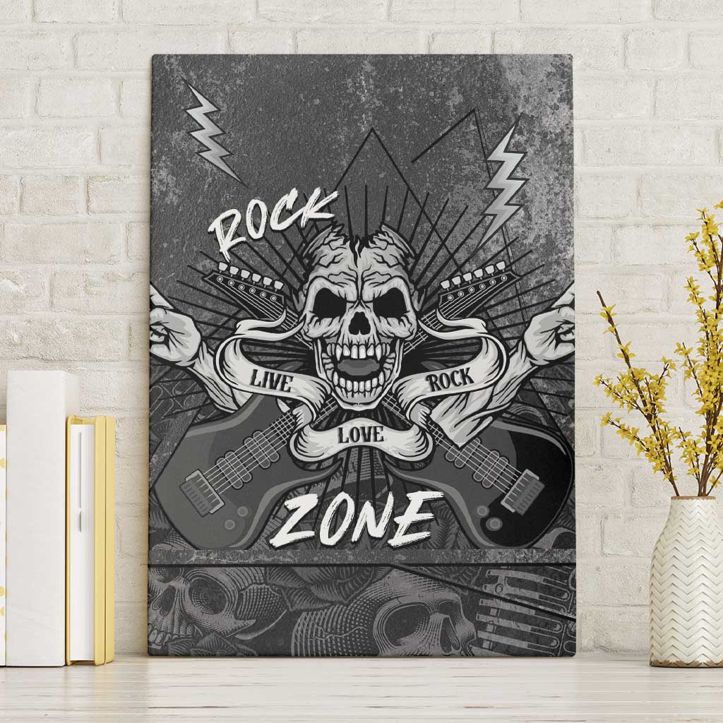 Live Love Rock Skull Canvas Wall Art Retro Grunge Style - Wonder Print Shop