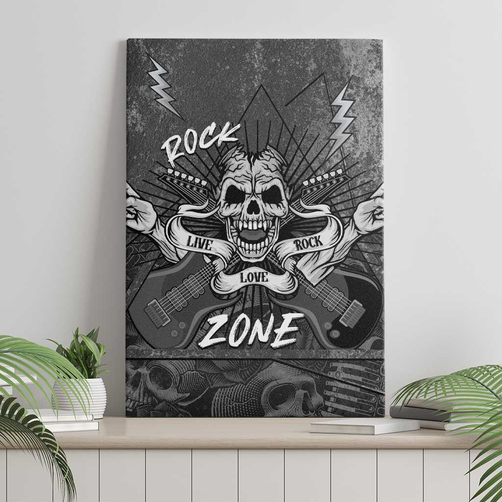 Live Love Rock Skull Canvas Wall Art Retro Grunge Style - Wonder Print Shop