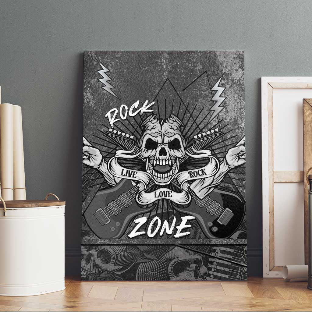 Live Love Rock Skull Canvas Wall Art Retro Grunge Style - Wonder Print Shop