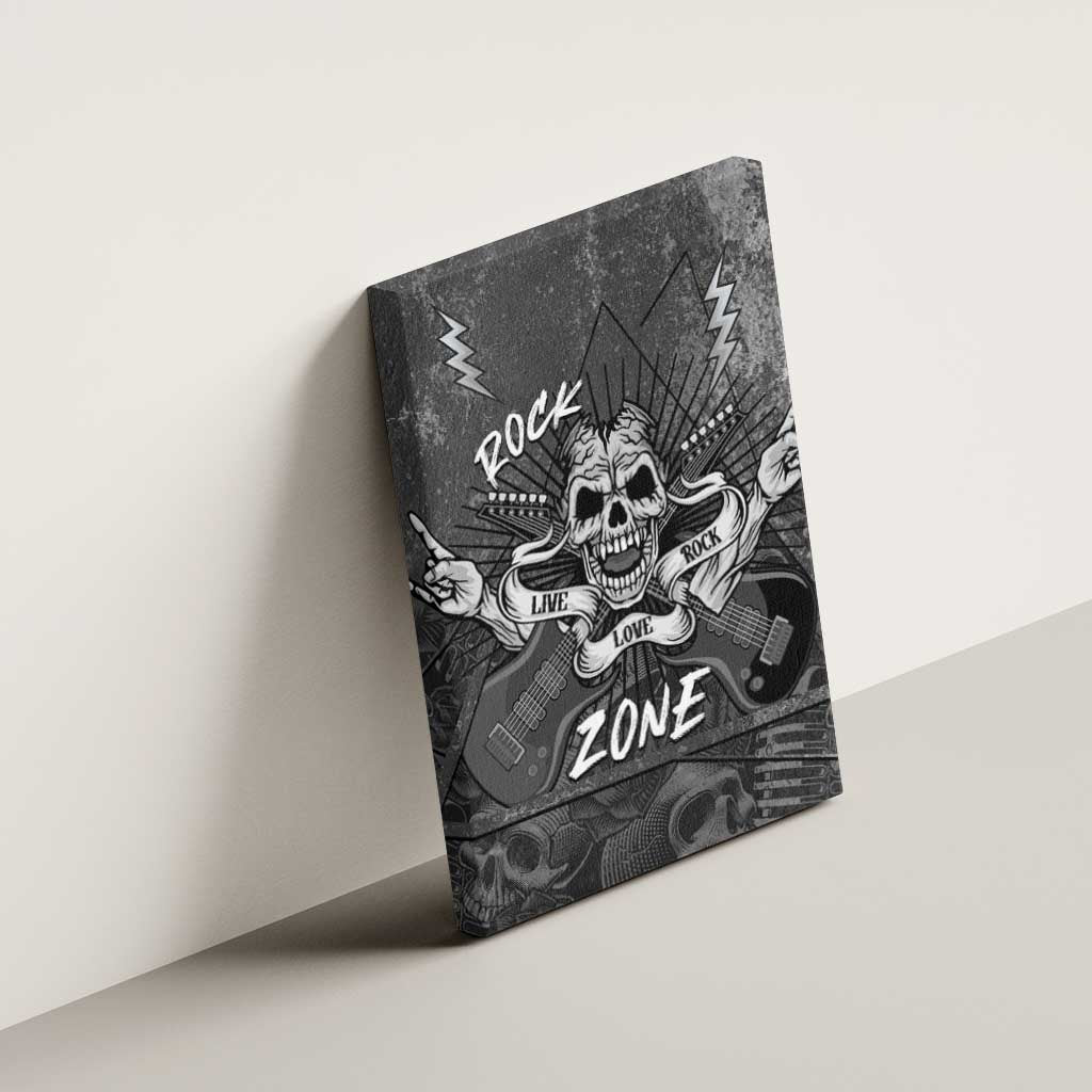 Live Love Rock Skull Canvas Wall Art Retro Grunge Style - Wonder Print Shop