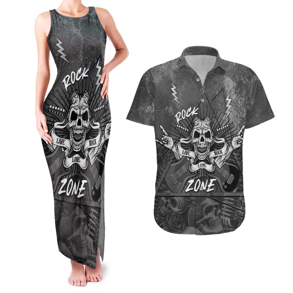 Live Love Rock Skull Couples Matching Tank Maxi Dress and Hawaiian Shirt Retro Grunge Style - Wonder Print Shop