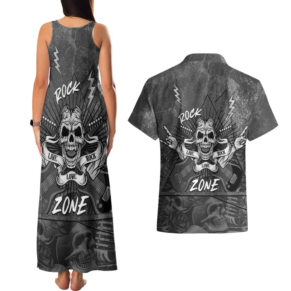 Live Love Rock Skull Couples Matching Tank Maxi Dress and Hawaiian Shirt Retro Grunge Style - Wonder Print Shop