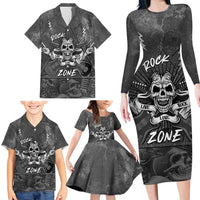 Live Love Rock Skull Family Matching Long Sleeve Bodycon Dress and Hawaiian Shirt Retro Grunge Style - Wonder Print Shop