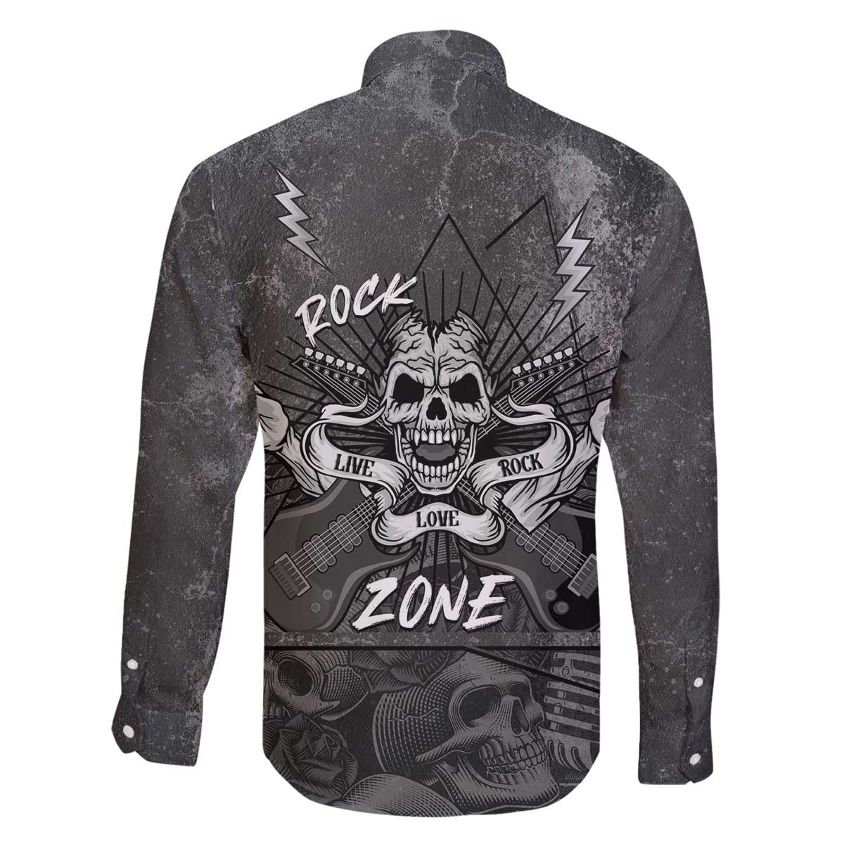 Live Love Rock Skull Family Matching Off The Shoulder Long Sleeve Dress and Hawaiian Shirt Retro Grunge Style - Wonder Print Shop