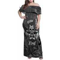 Live Love Rock Skull Family Matching Off Shoulder Maxi Dress and Hawaiian Shirt Retro Grunge Style - Wonder Print Shop