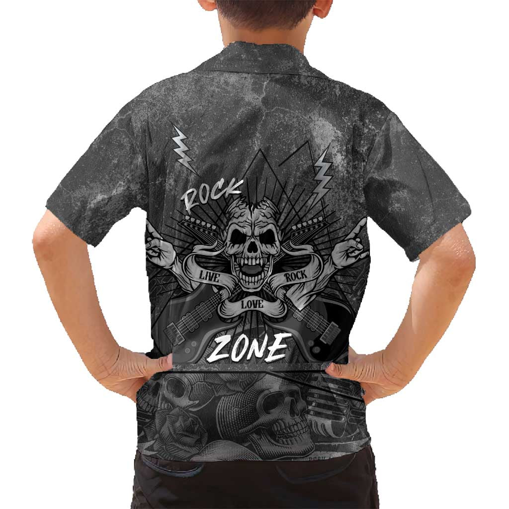 Live Love Rock Skull Family Matching Off Shoulder Short Dress and Hawaiian Shirt Retro Grunge Style - Wonder Print Shop