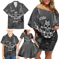 Live Love Rock Skull Family Matching Off Shoulder Short Dress and Hawaiian Shirt Retro Grunge Style - Wonder Print Shop