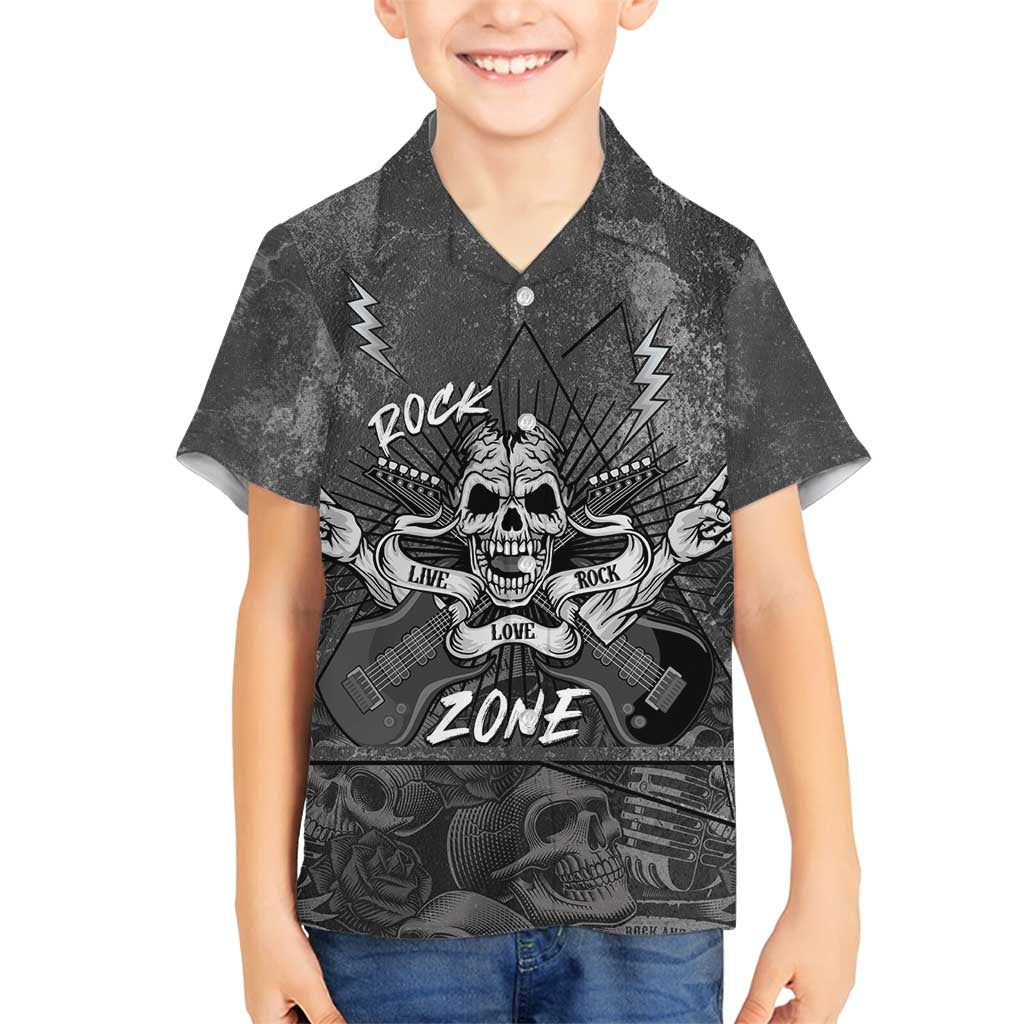 Live Love Rock Skull Family Matching Off Shoulder Short Dress and Hawaiian Shirt Retro Grunge Style - Wonder Print Shop
