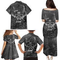Live Love Rock Skull Family Matching Puletasi and Hawaiian Shirt Retro Grunge Style - Wonder Print Shop