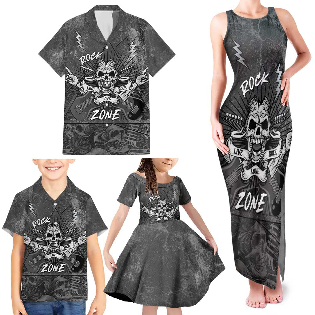 Live Love Rock Skull Family Matching Tank Maxi Dress and Hawaiian Shirt Retro Grunge Style - Wonder Print Shop
