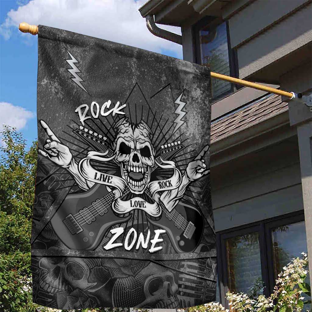 Live Love Rock Skull Garden Flag Retro Grunge Style - Wonder Print Shop
