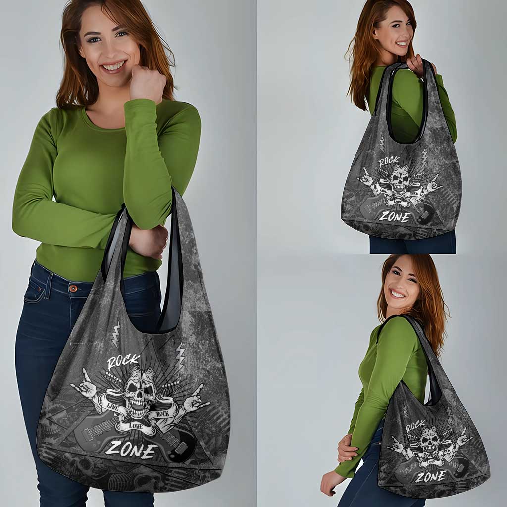 Live Love Rock Skull Grocery Bag Retro Grunge Style - Wonder Print Shop