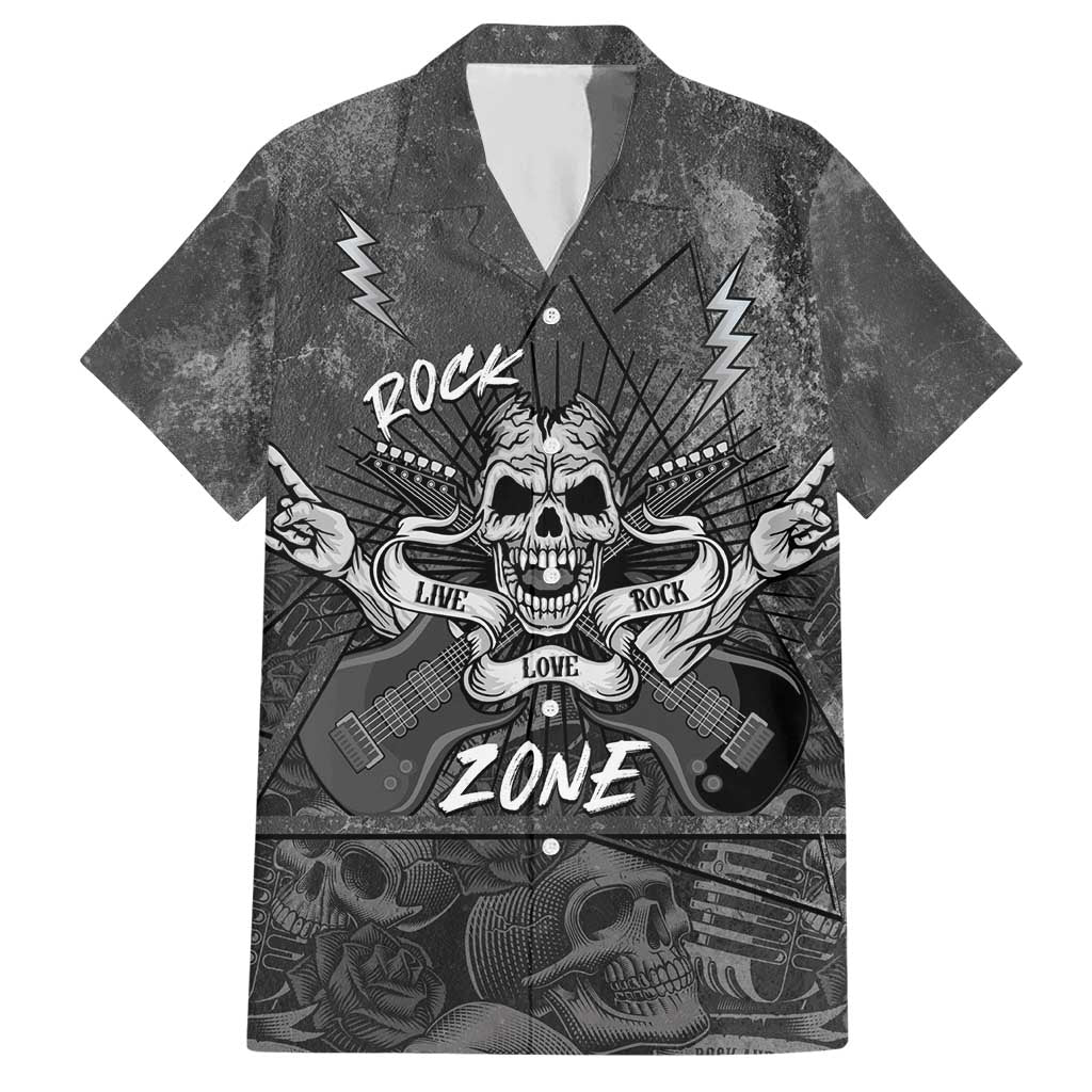 Live Love Rock Skull Hawaiian Shirt Retro Grunge Style - Wonder Print Shop