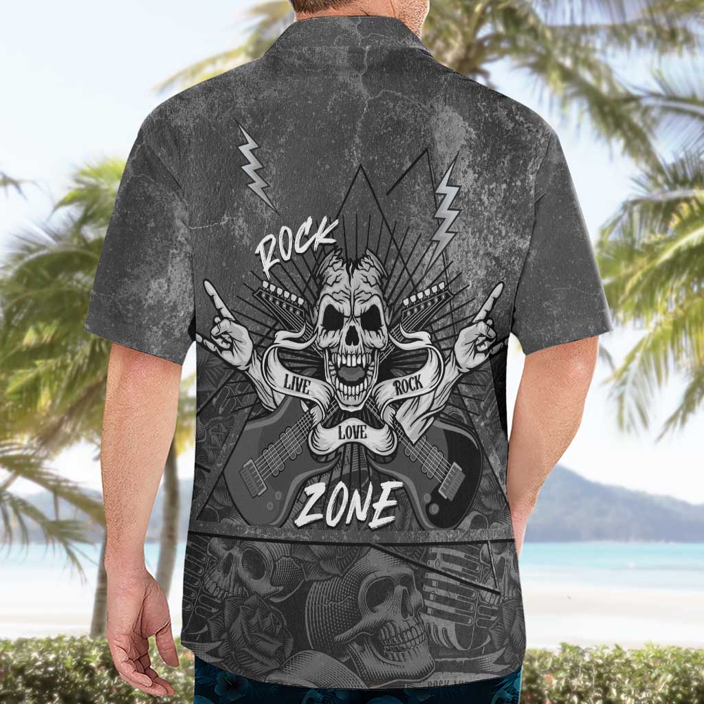 Live Love Rock Skull Hawaiian Shirt Retro Grunge Style - Wonder Print Shop