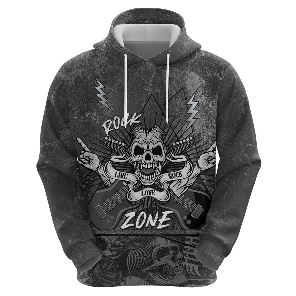 Live Love Rock Skull Hoodie Retro Grunge Style - Wonder Print Shop