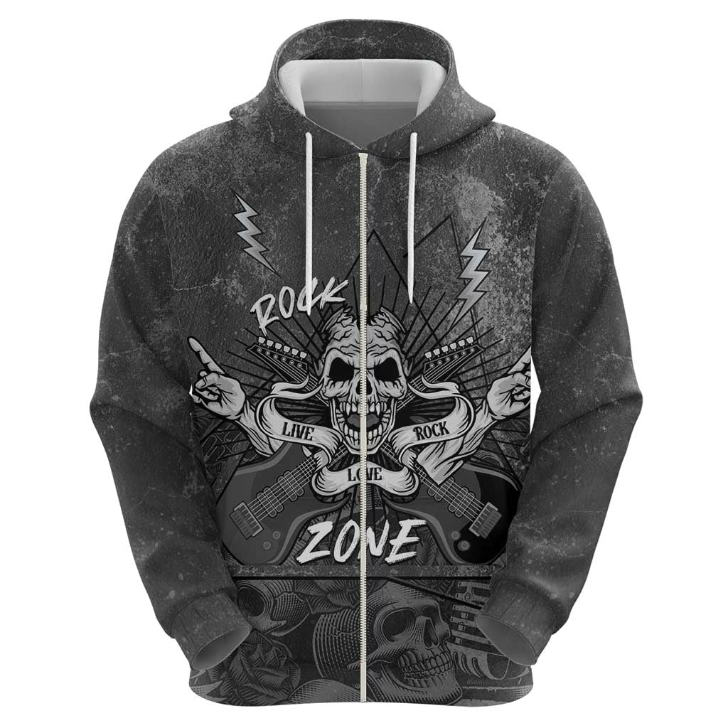 Live Love Rock Skull Hoodie Retro Grunge Style - Wonder Print Shop