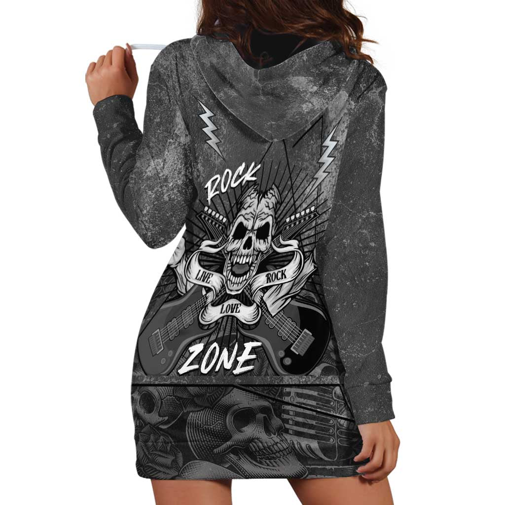 Live Love Rock Skull Hoodie Dress Retro Grunge Style - Wonder Print Shop