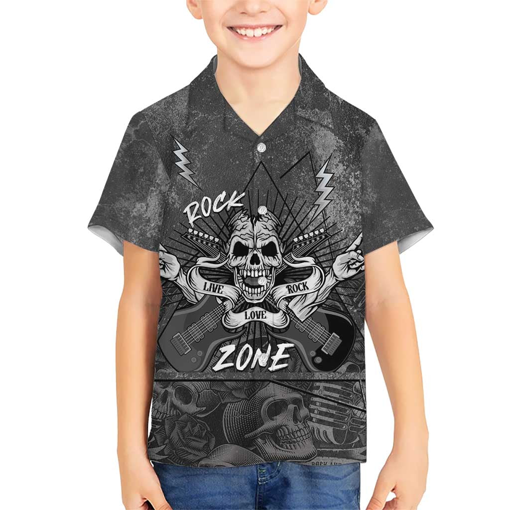 Live Love Rock Skull Kid Hawaiian Shirt Retro Grunge Style - Wonder Print Shop