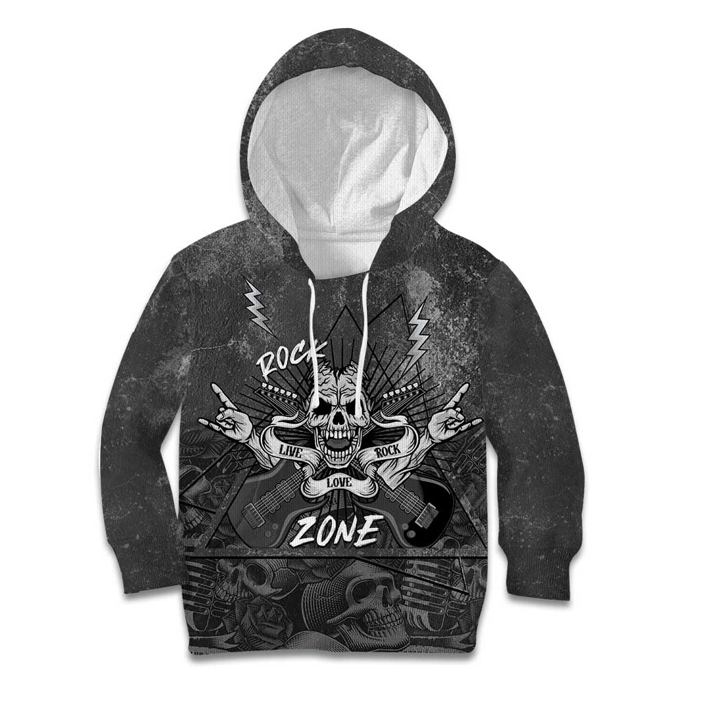 Live Love Rock Skull Kid Hoodie Retro Grunge Style - Wonder Print Shop
