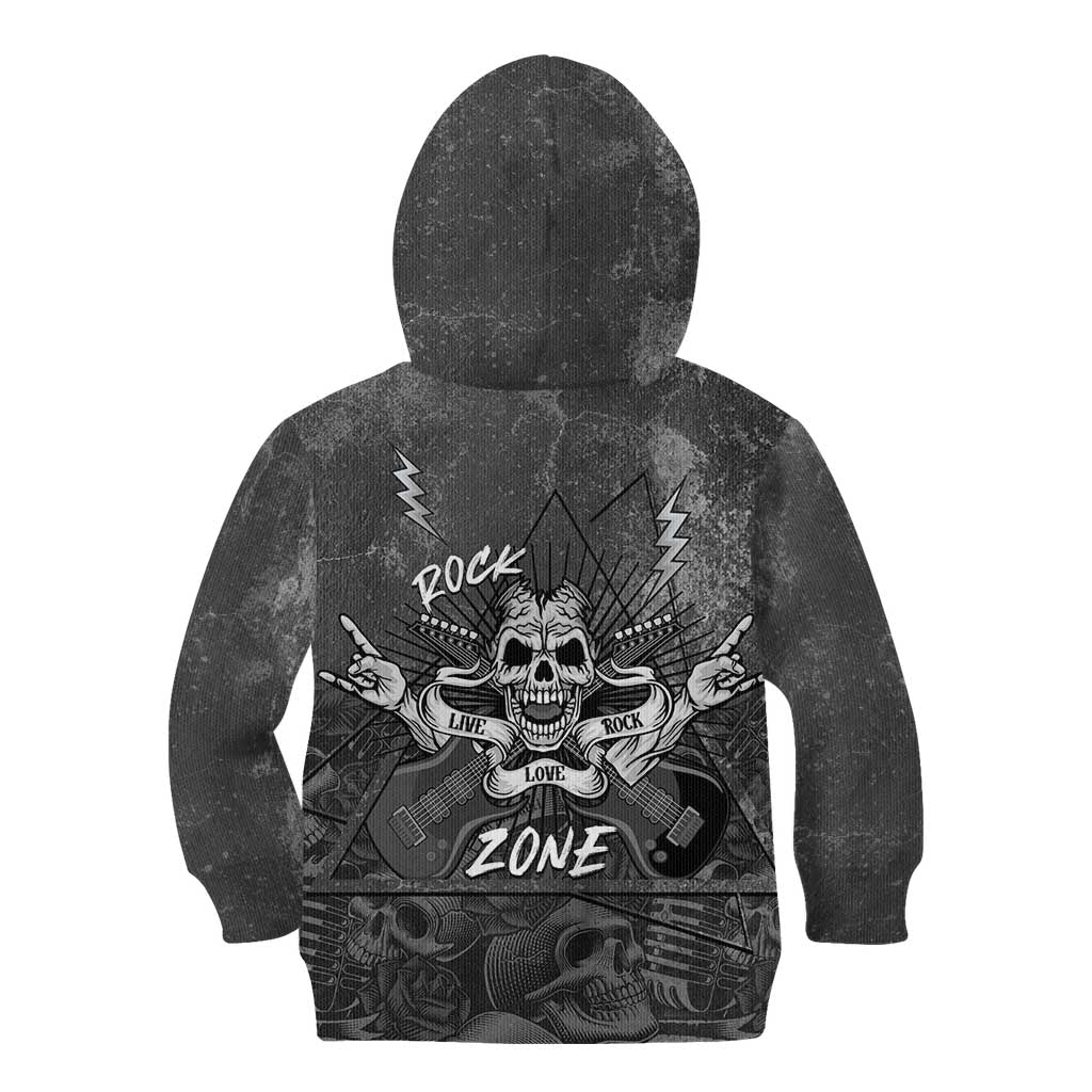 Live Love Rock Skull Kid Hoodie Retro Grunge Style - Wonder Print Shop