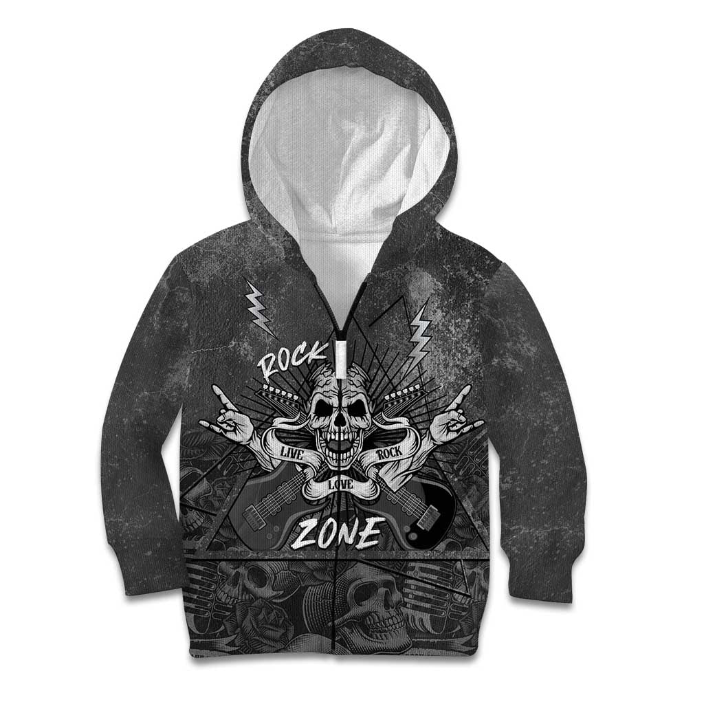 Live Love Rock Skull Kid Hoodie Retro Grunge Style - Wonder Print Shop