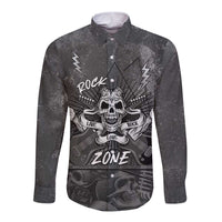 Live Love Rock Skull Long Sleeve Button Shirt Retro Grunge Style - Wonder Print Shop