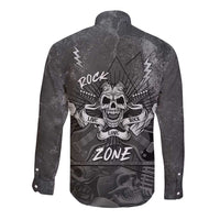 Live Love Rock Skull Long Sleeve Button Shirt Retro Grunge Style - Wonder Print Shop