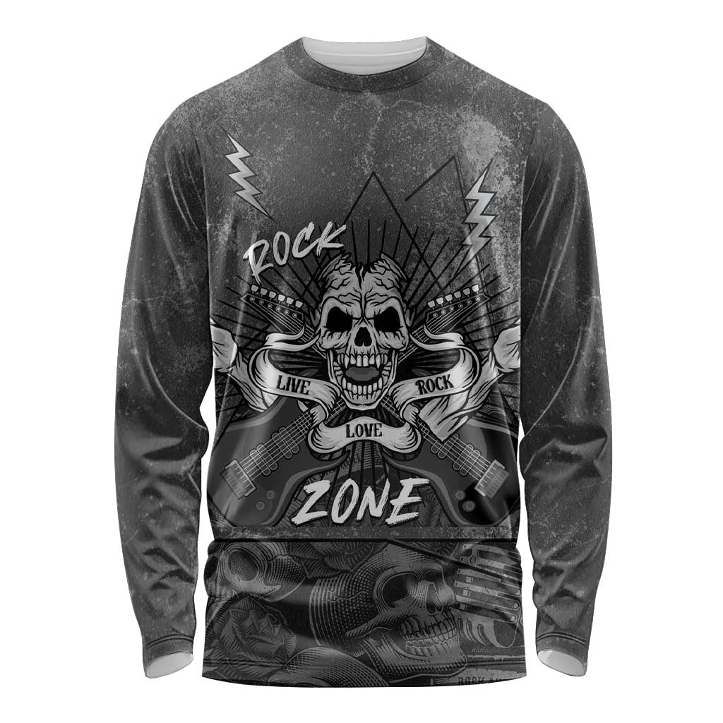 Live Love Rock Skull Long Sleeve Shirt Retro Grunge Style - Wonder Print Shop