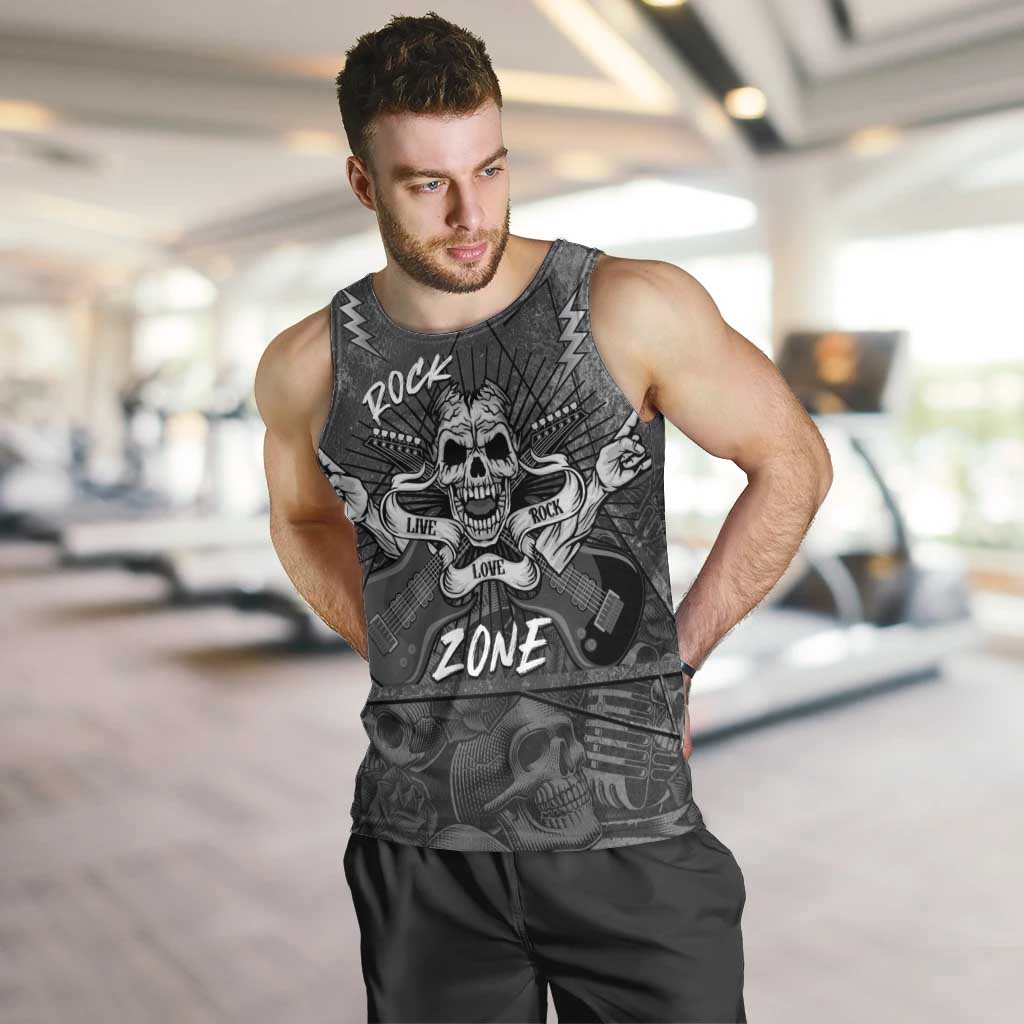 Live Love Rock Skull Men Tank Top Retro Grunge Style - Wonder Print Shop