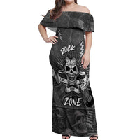 Live Love Rock Skull Off Shoulder Maxi Dress Retro Grunge Style - Wonder Print Shop