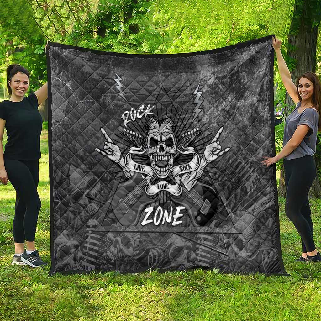 Live Love Rock Skull Quilt Retro Grunge Style - Wonder Print Shop