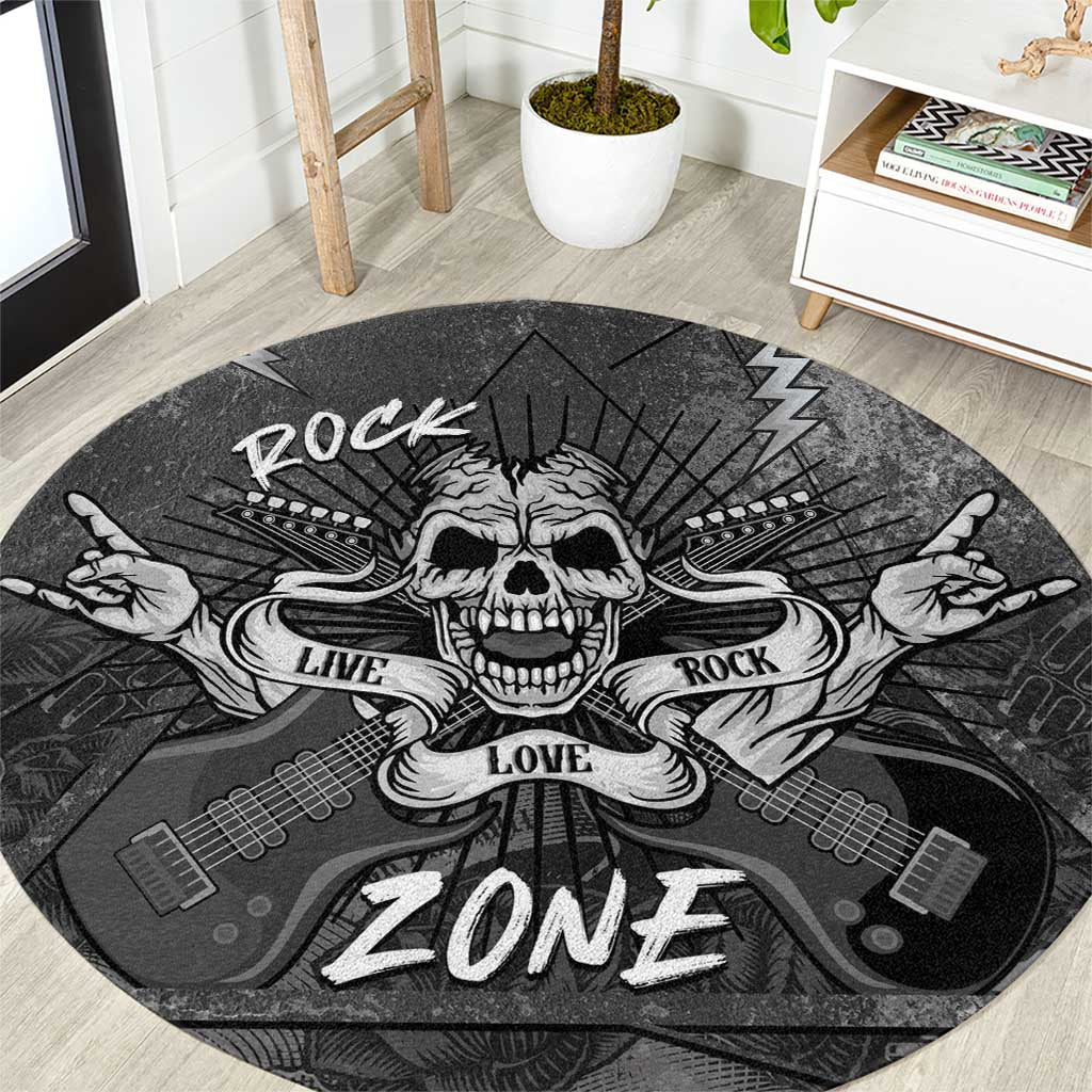 Live Love Rock Skull Round Carpet Retro Grunge Style - Wonder Print Shop