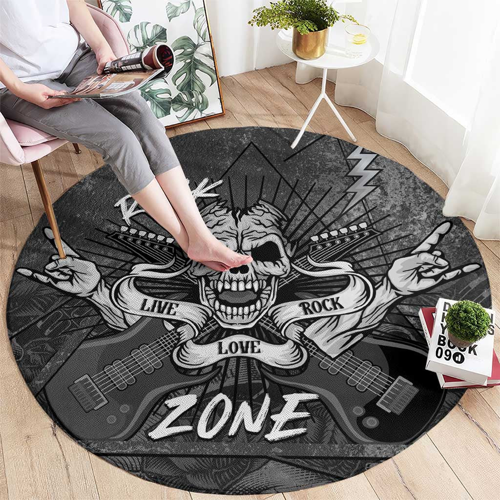 Live Love Rock Skull Round Carpet Retro Grunge Style - Wonder Print Shop