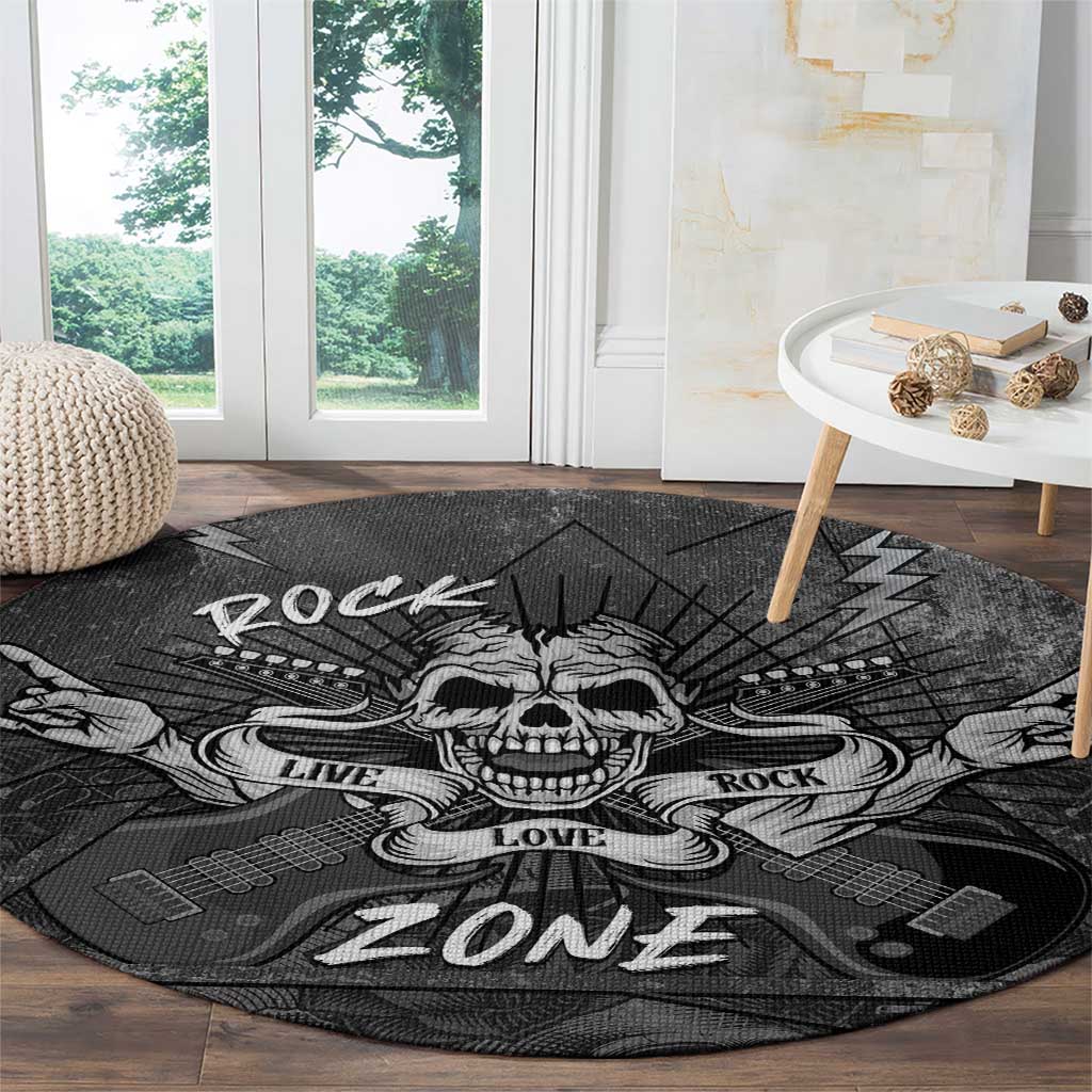 Live Love Rock Skull Round Carpet Retro Grunge Style - Wonder Print Shop