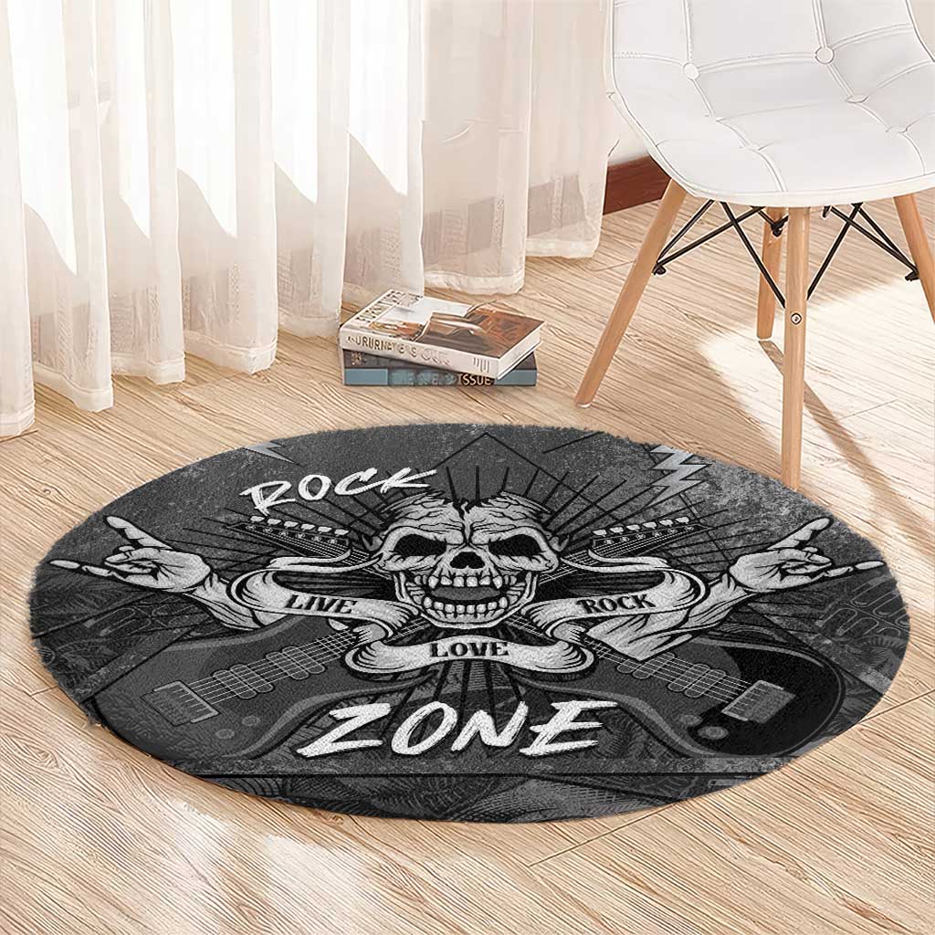 Live Love Rock Skull Round Carpet Retro Grunge Style - Wonder Print Shop