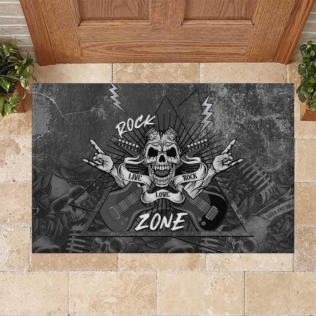 Live Love Rock Skull Rubber Doormat Retro Grunge Style - Wonder Print Shop