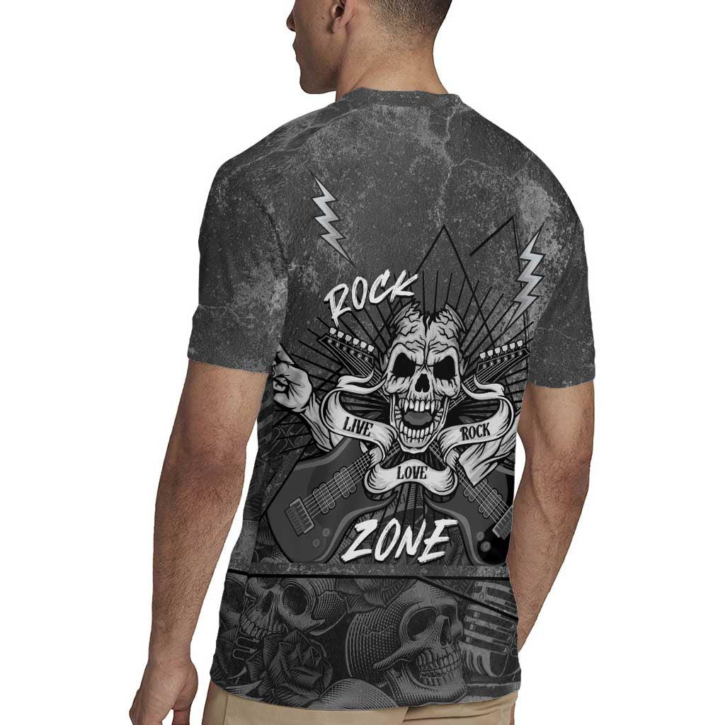 Live Love Rock Skull Rugby Jersey Retro Grunge Style - Wonder Print Shop
